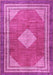 Machine Washable Medallion Pink Traditional Rug, wshtr4395pnk