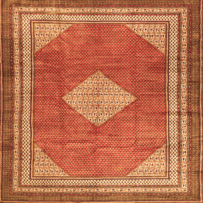 Serging Thickness of Medallion Orange Traditional Rug, tr4395org