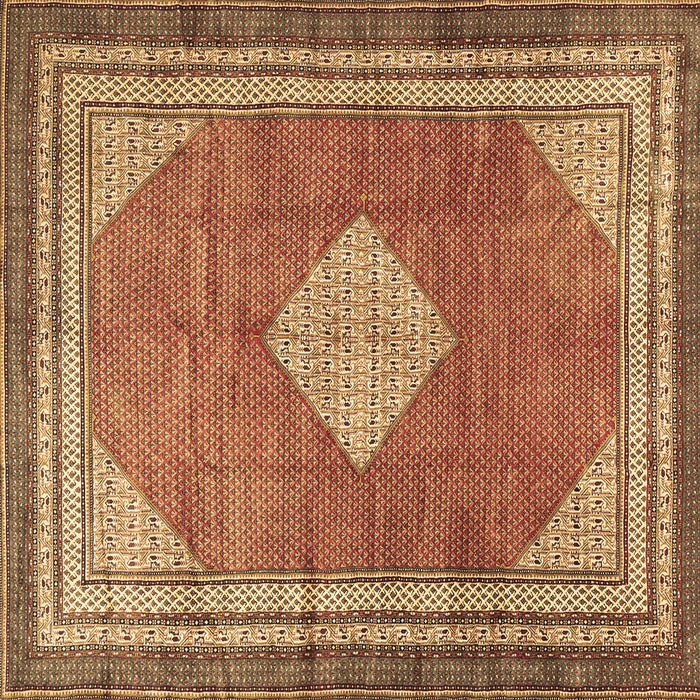 Square Medallion Brown Traditional Rug, tr4395brn