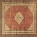 Square Medallion Brown Traditional Rug, tr4395brn