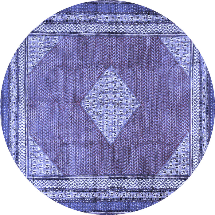 Round Medallion Blue Traditional Rug, tr4395blu