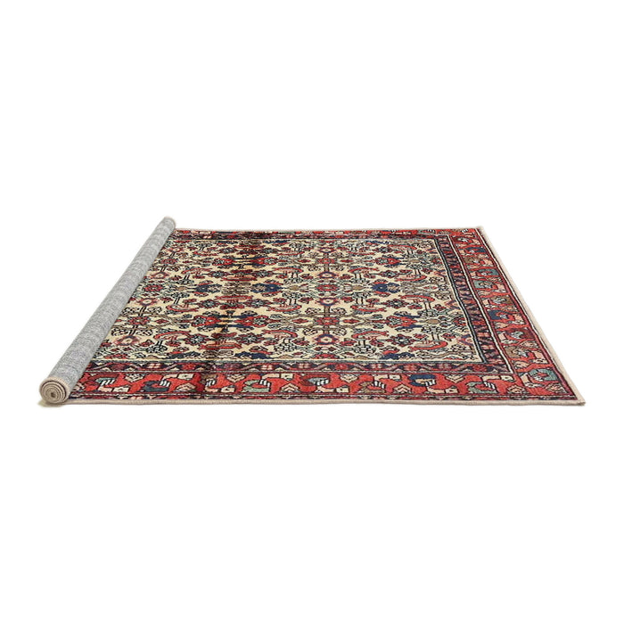 Sideview of Machine Washable Traditional Brown Red Rug, wshtr4396
