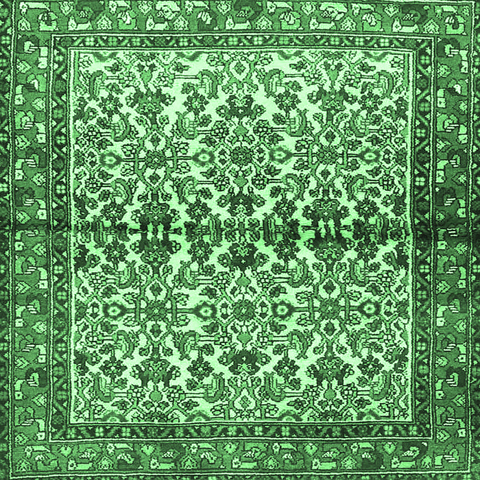 Square Machine Washable Persian Emerald Green Traditional Area Rugs, wshtr4396emgrn