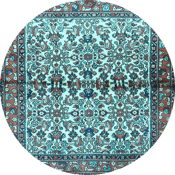 Round Machine Washable Persian Light Blue Traditional Rug, wshtr4396lblu
