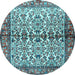 Round Machine Washable Persian Light Blue Traditional Rug, wshtr4396lblu