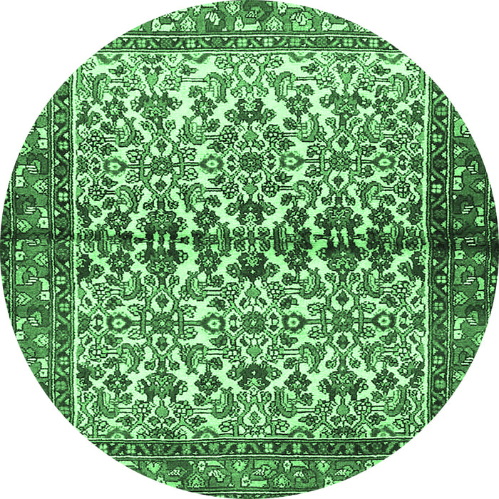 Round Persian Emerald Green Traditional Rug, tr4396emgrn