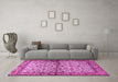 Machine Washable Persian Pink Traditional Rug in a Living Room, wshtr4396pnk