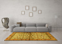 Machine Washable Persian Yellow Traditional Rug, wshtr4396yw