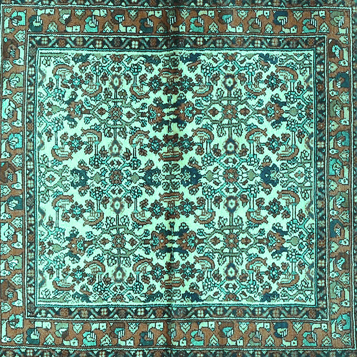 Square Machine Washable Persian Turquoise Traditional Area Rugs, wshtr4396turq