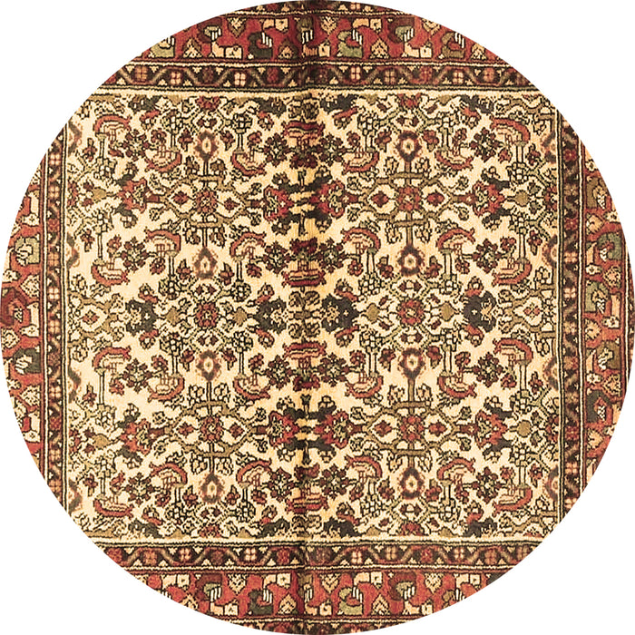 Round Persian Brown Traditional Rug, tr4396brn