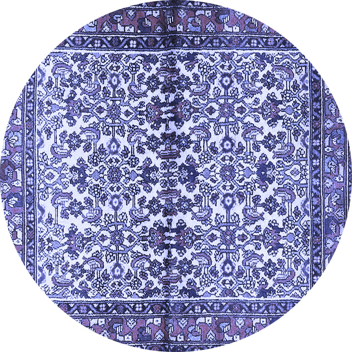 Round Machine Washable Persian Blue Traditional Rug, wshtr4396blu