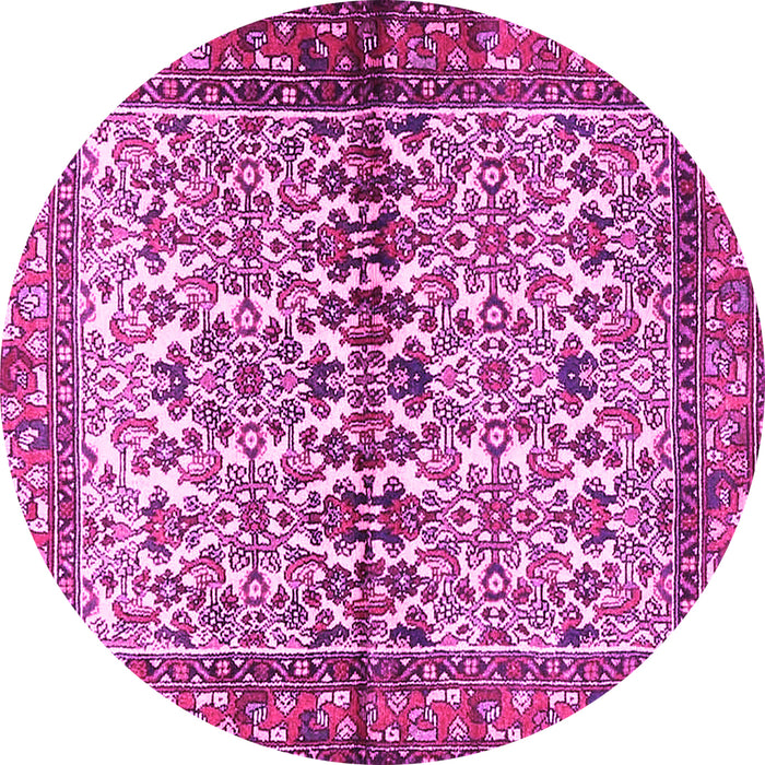 Round Machine Washable Persian Pink Traditional Rug, wshtr4396pnk
