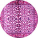 Round Machine Washable Persian Pink Traditional Rug, wshtr4396pnk