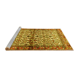 Sideview of Machine Washable Persian Yellow Traditional Rug, wshtr4396yw