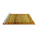 Sideview of Machine Washable Persian Yellow Traditional Rug, wshtr4396yw