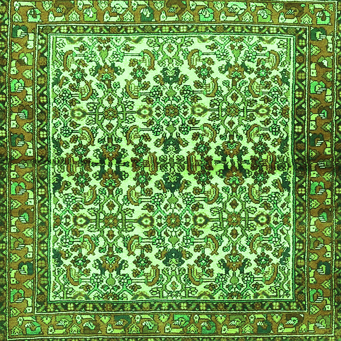 Round Machine Washable Persian Green Traditional Area Rugs, wshtr4396grn