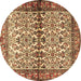 Round Machine Washable Persian Brown Traditional Rug, wshtr4396brn