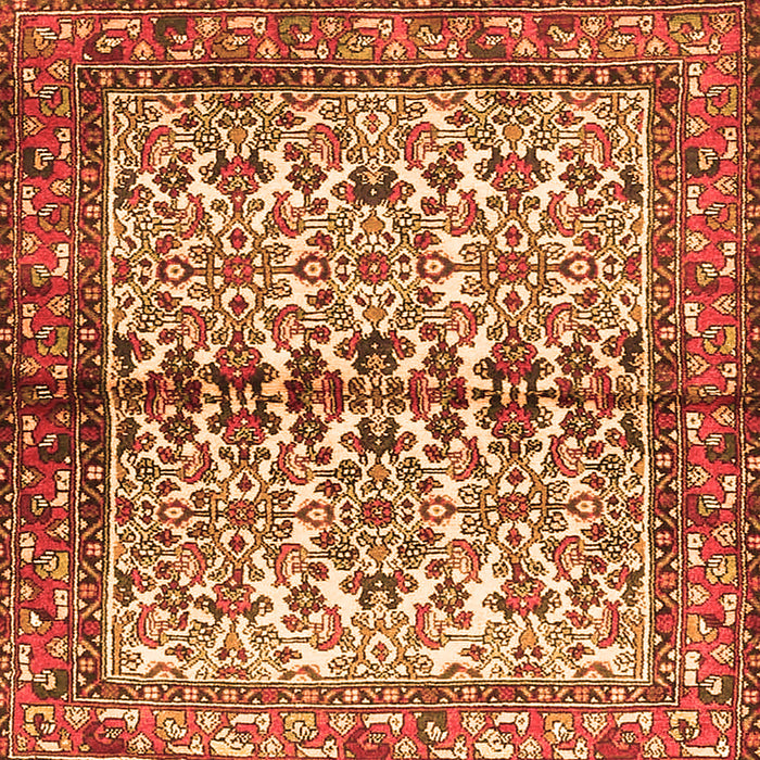 Round Machine Washable Persian Orange Traditional Area Rugs, wshtr4396org