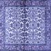 Square Machine Washable Persian Blue Traditional Rug, wshtr4396blu