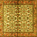 Square Machine Washable Persian Yellow Traditional Rug, wshtr4396yw