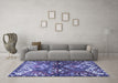 Machine Washable Persian Blue Traditional Rug in a Living Room, wshtr4397blu