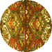 Round Persian Yellow Traditional Rug, tr4397yw