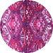 Round Persian Pink Traditional Rug, tr4397pnk