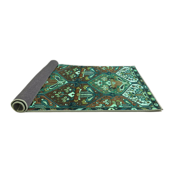 Sideview of Persian Turquoise Traditional Rug, tr4397turq
