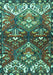 Machine Washable Persian Turquoise Traditional Area Rugs, wshtr4397turq