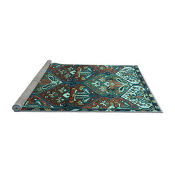 Sideview of Machine Washable Persian Light Blue Traditional Rug, wshtr4397lblu