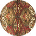 Round Persian Brown Traditional Rug, tr4397brn