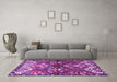 Machine Washable Persian Purple Traditional Area Rugs in a Living Room, wshtr4397pur