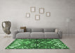 Machine Washable Persian Emerald Green Traditional Area Rugs in a Living Room,, wshtr4397emgrn