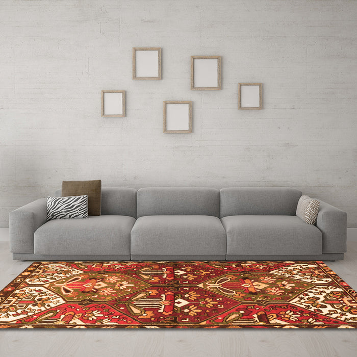 Machine Washable Persian Orange Traditional Area Rugs in a Living Room, wshtr4397org