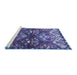 Sideview of Machine Washable Persian Blue Traditional Rug, wshtr4397blu