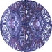 Round Persian Blue Traditional Rug, tr4397blu