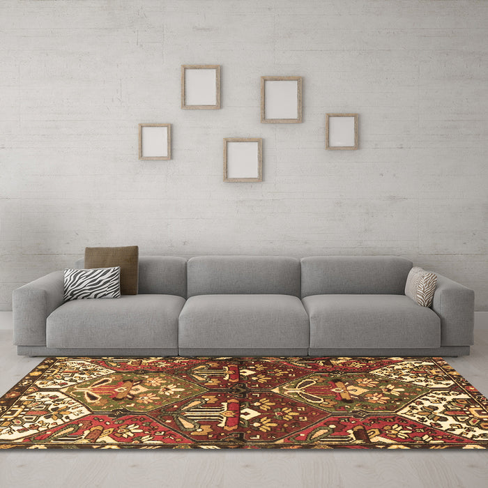 Machine Washable Persian Brown Traditional Rug in a Living Room,, wshtr4397brn