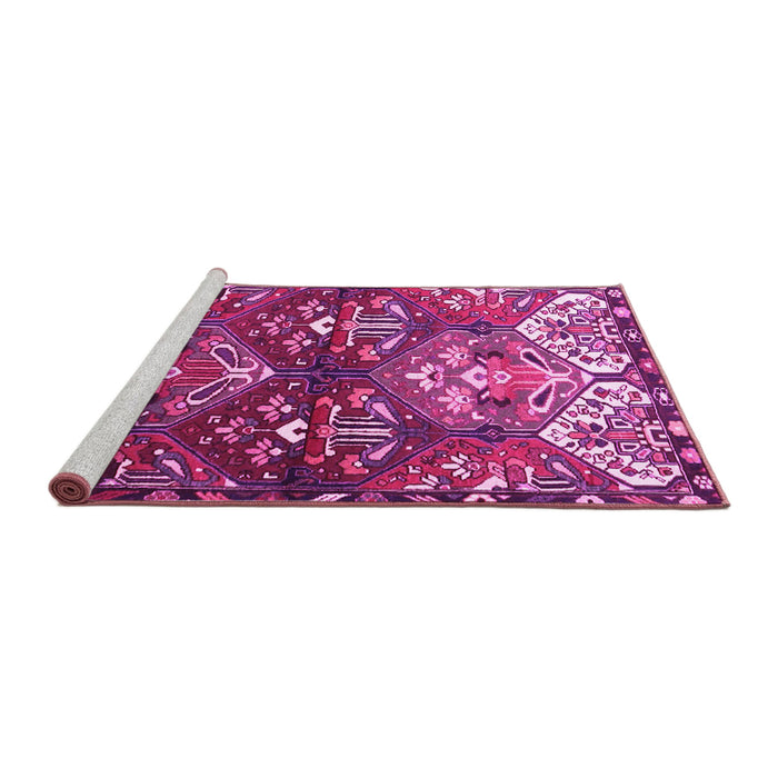 Sideview of Machine Washable Persian Pink Traditional Rug, wshtr4397pnk