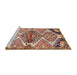 Sideview of Machine Washable Traditional Chestnut Brown Rug, wshtr4398