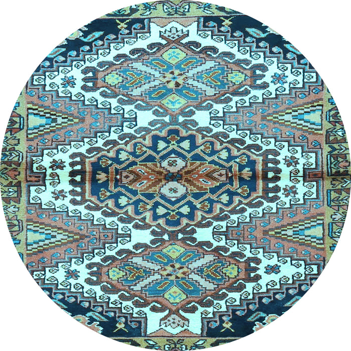 Round Machine Washable Persian Light Blue Traditional Rug, wshtr4398lblu