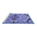 Sideview of Machine Washable Persian Blue Traditional Rug, wshtr4398blu