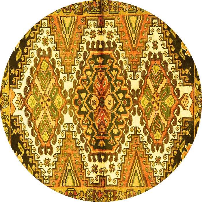 Round Persian Yellow Traditional Rug, tr4398yw