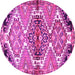 Round Persian Pink Traditional Rug, tr4398pnk
