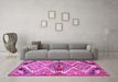 Machine Washable Persian Pink Traditional Rug in a Living Room, wshtr4398pnk