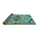 Sideview of Persian Turquoise Traditional Rug, tr4398turq