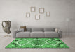 Machine Washable Persian Emerald Green Traditional Area Rugs in a Living Room,, wshtr4398emgrn