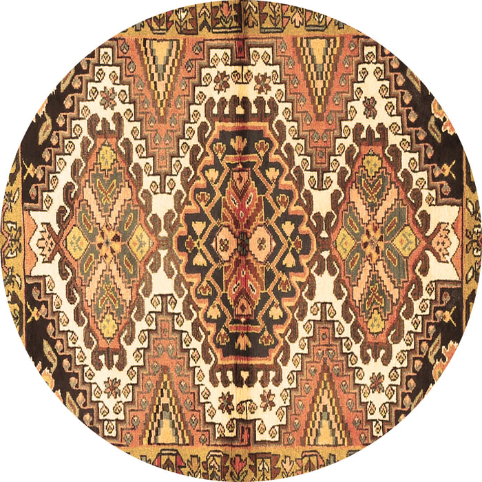 Round Persian Brown Traditional Rug, tr4398brn