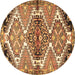 Round Persian Brown Traditional Rug, tr4398brn