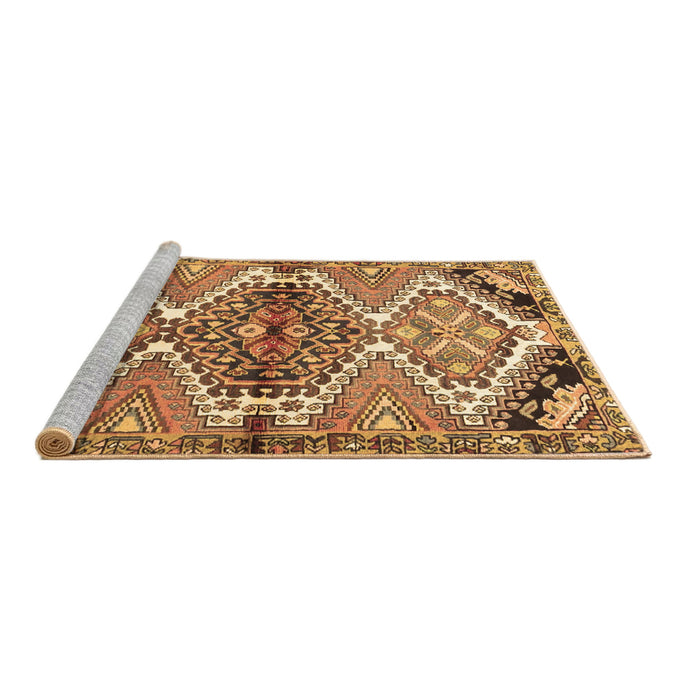 Sideview of Machine Washable Persian Brown Traditional Rug, wshtr4398brn