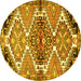 Round Machine Washable Persian Yellow Traditional Rug, wshtr4398yw